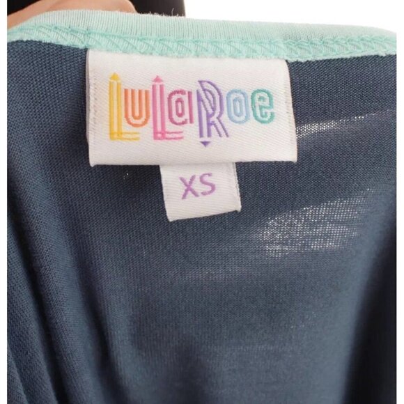 Lularoe Julia Dress Fitted Unicorn Stretch Color Block Print Blue Red Sz XS - Picture 10 of 12